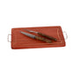 Meistar Premium Wooden Cutting Board with Stylish Metallic Handles - Includes BBQ Stainless Steel Knife and Fork Set