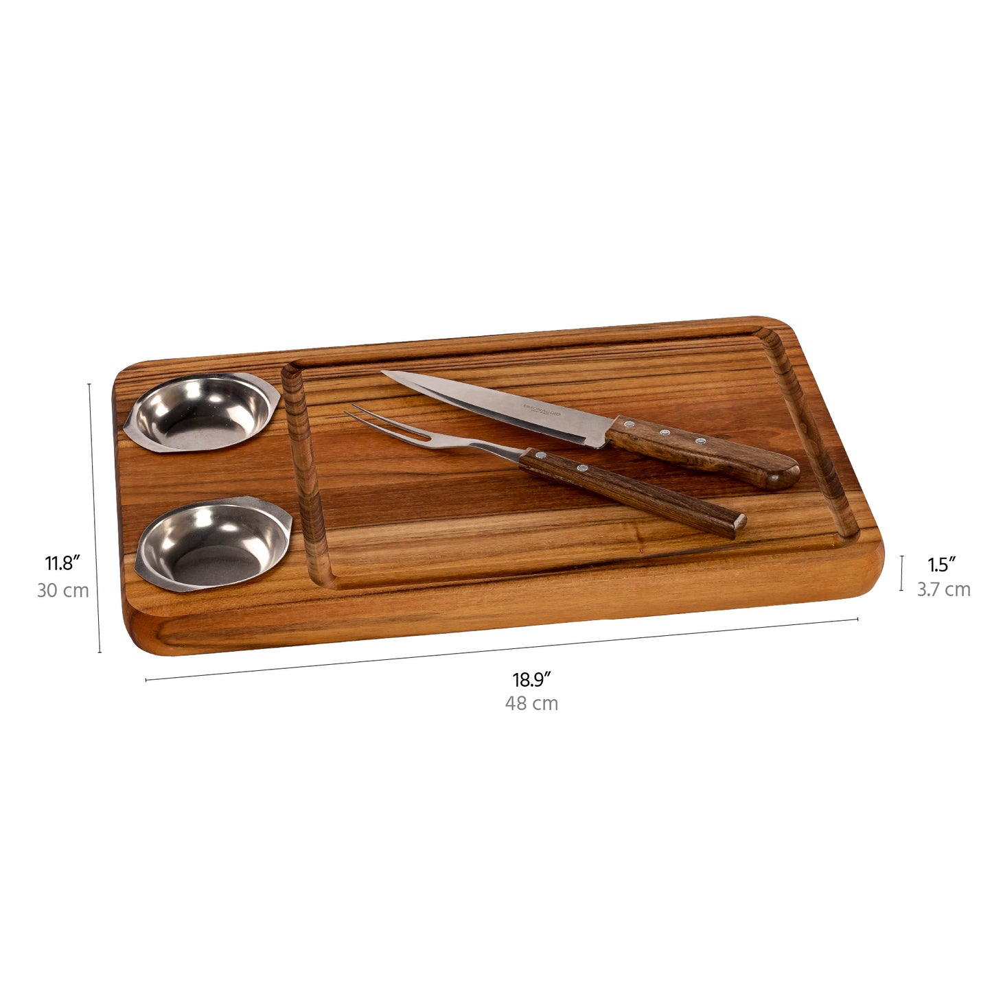 meistar Large End Grain Teak Wood Cutting Board. Thick Butcher Block for Kitchen, Brisket and BBQ with Stainless Steel Tray and Juice Groove