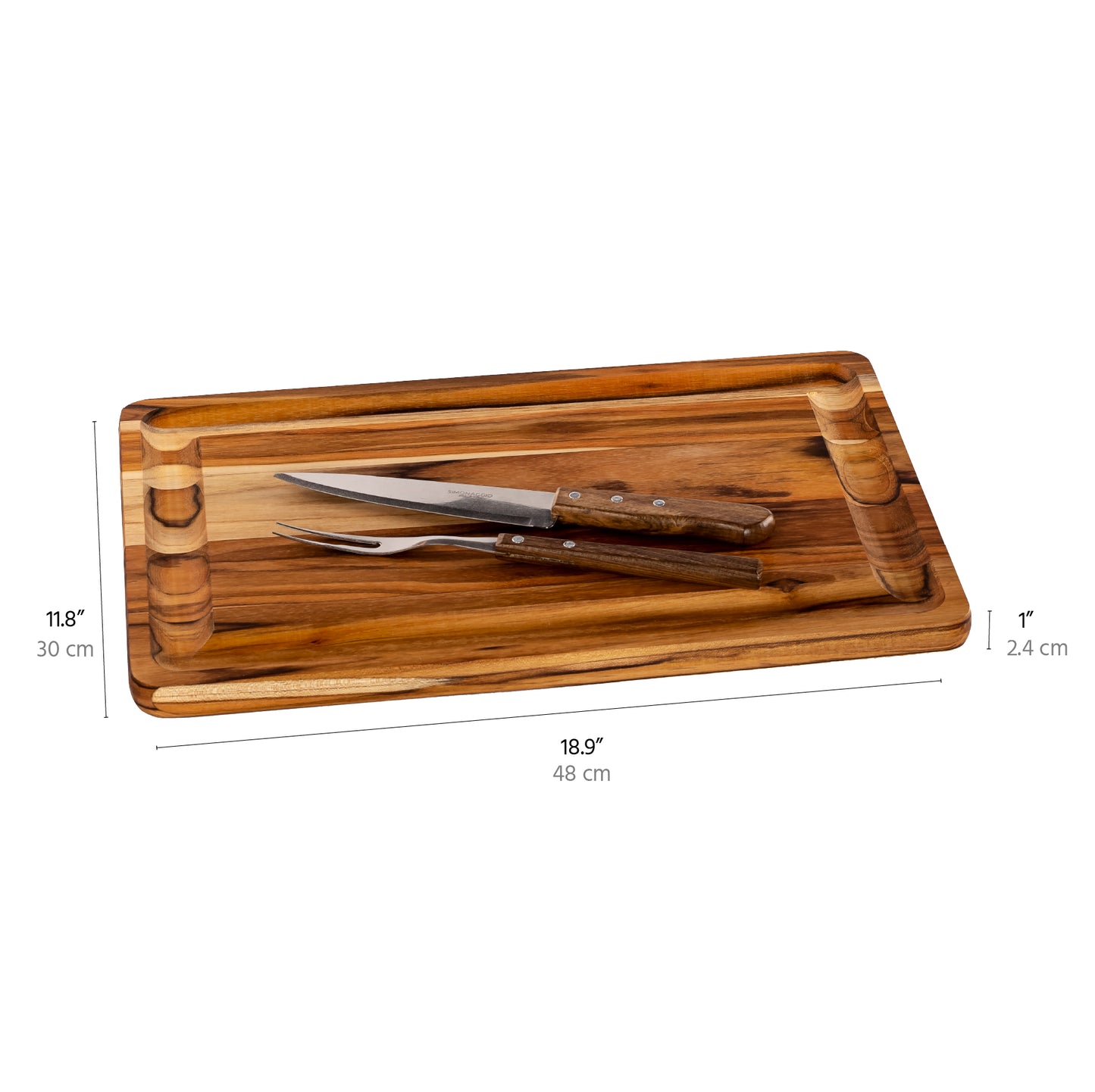 meistar Large End Grain Teak Wood Cutting Board. Thick Butcher Block for Kitchen, Brisket and BBQ with Stainless Steel Tray and Juice Groove