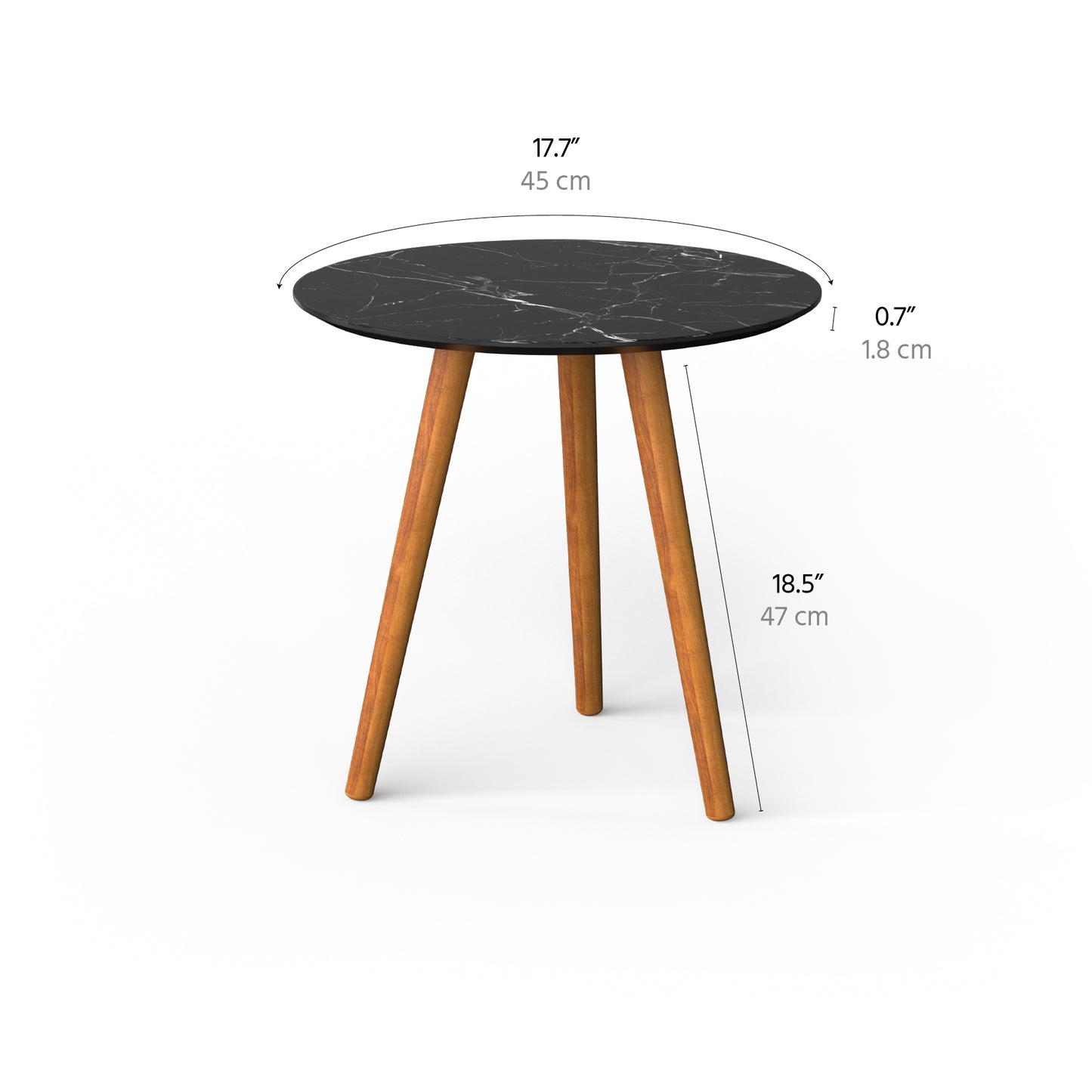 meistar Round Side Coffee Table with Natural Wood Legs for Small Spaces - Ideal for Living Room and Bedroom Reading. Nightstand Side Table Nursery