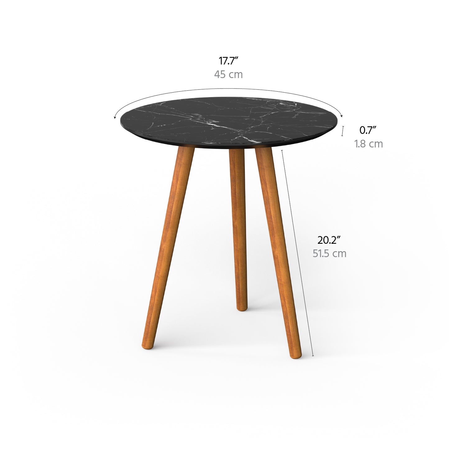 meistar Round Side Coffee Table with Natural Wood Legs for Small Spaces - Ideal for Living Room and Bedroom Reading. Nightstand Side Table Nursery