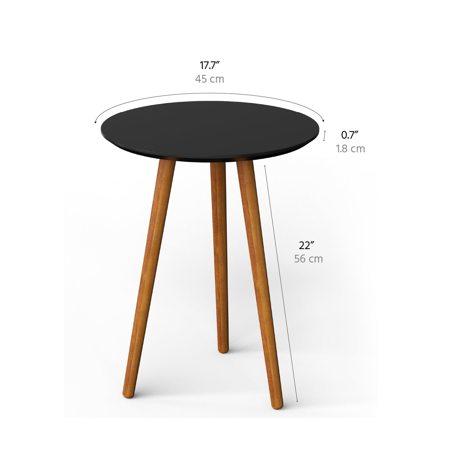 meistar Round Side Coffee Table with Natural Wood Legs for Small Spaces - Ideal for Living Room and Bedroom Reading. Nightstand Side Table Nursery