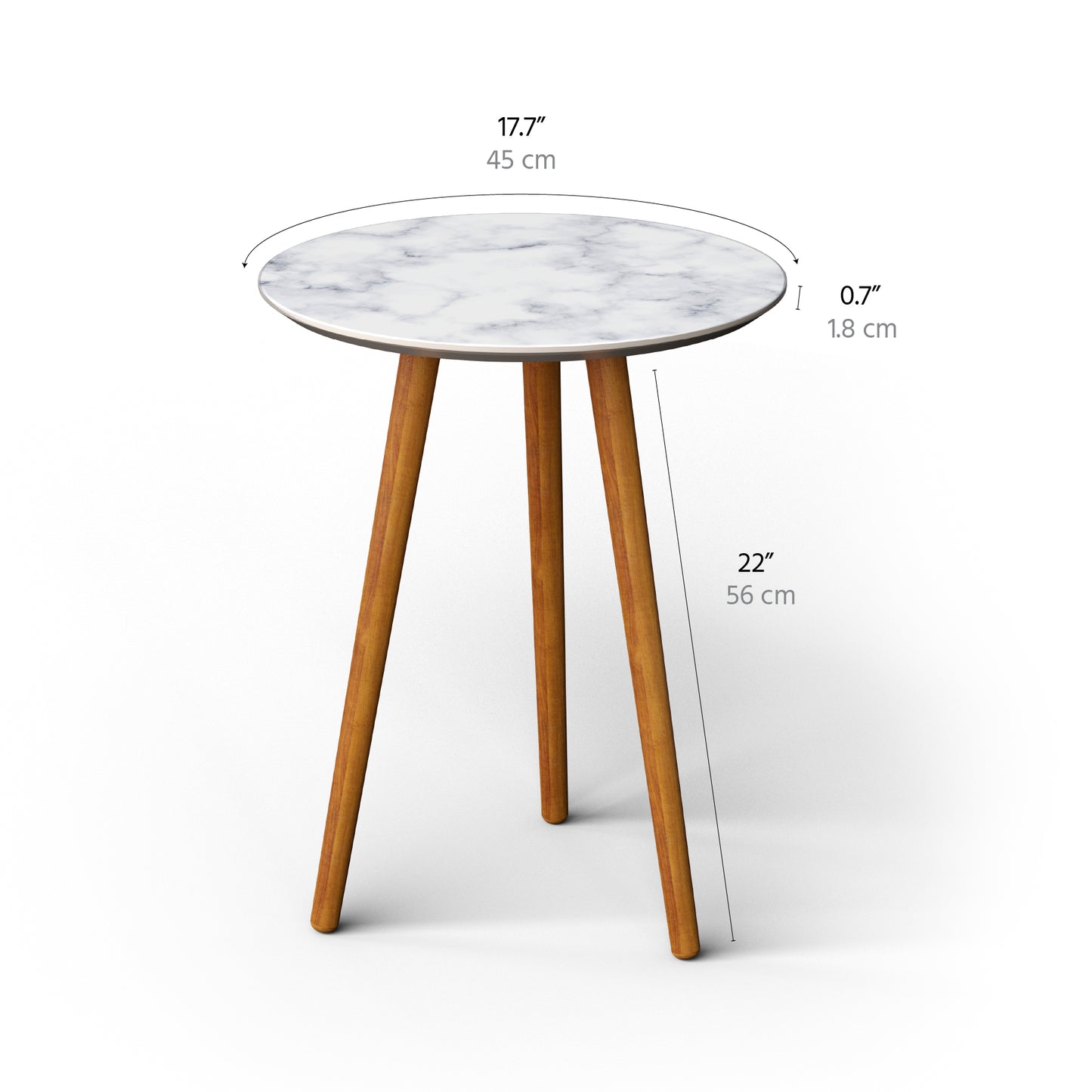 meistar Round Side Coffee Table with Natural Wood Legs for Small Spaces - Ideal for Living Room and Bedroom Reading. Nightstand Side Table Nursery