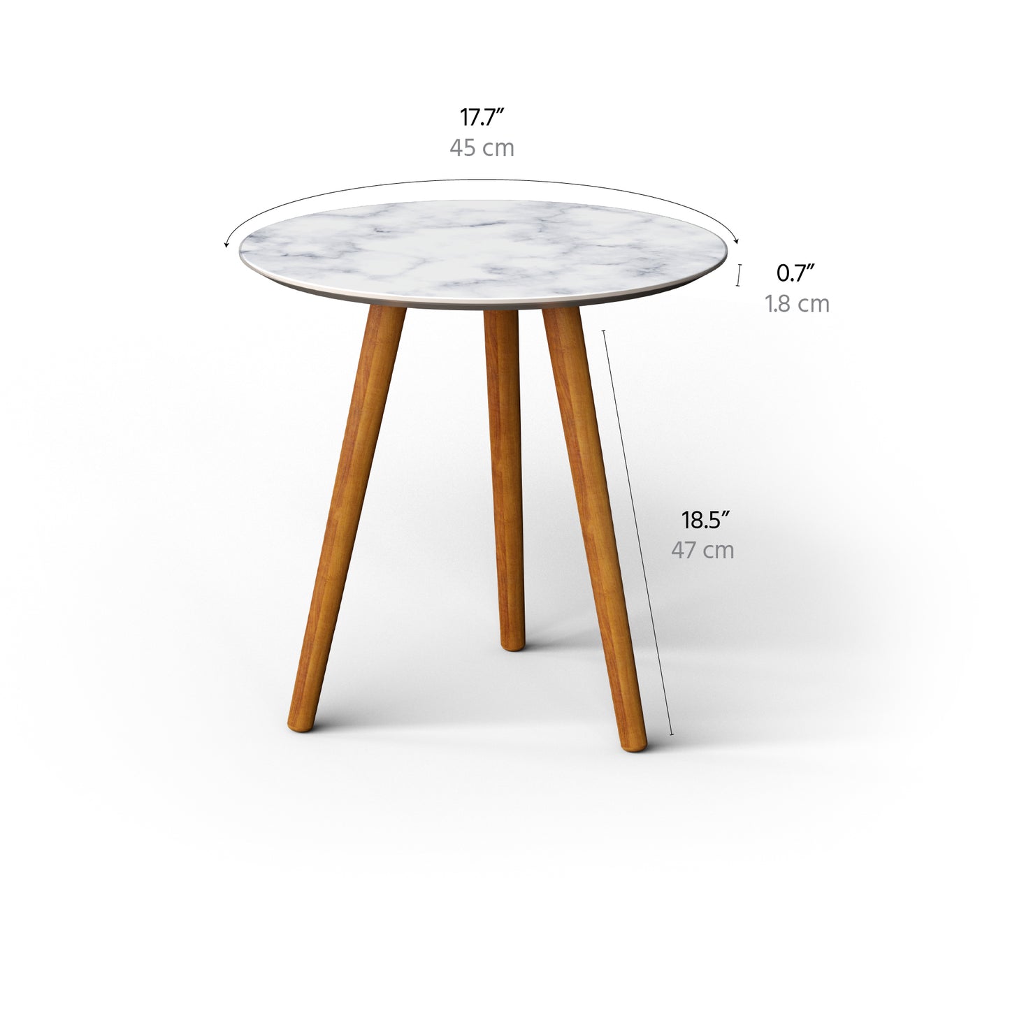 meistar Round Side Coffee Table with Natural Wood Legs for Small Spaces - Ideal for Living Room and Bedroom Reading. Nightstand Side Table Nursery