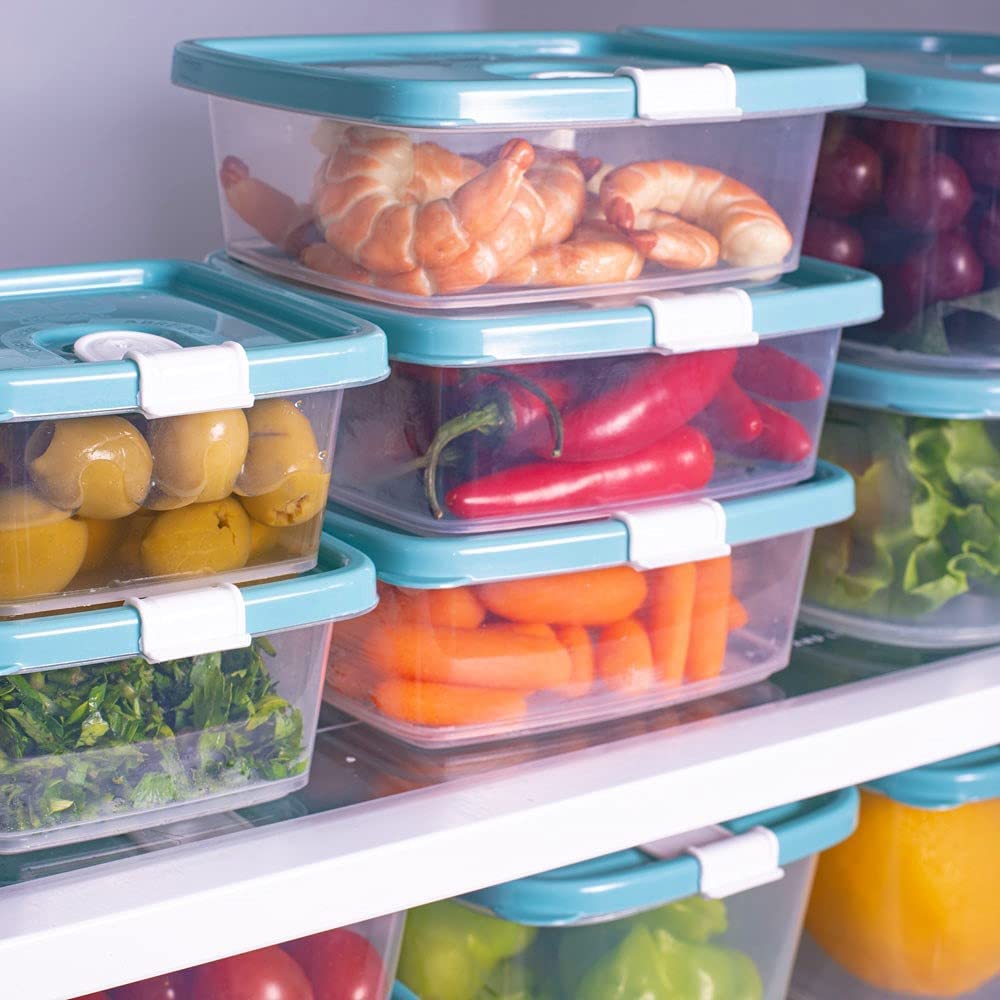 Plastic Food Storage Containers w/attached Lids. Multi sizes Containers