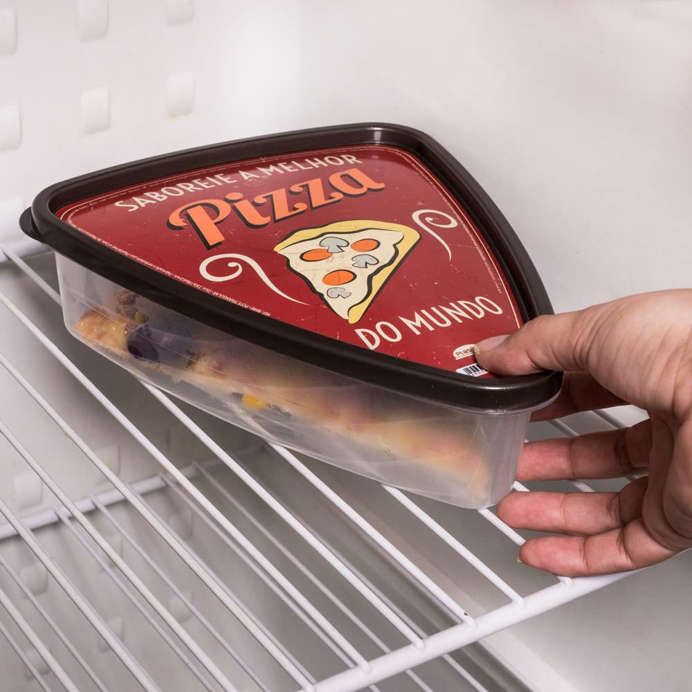 Pizza Slice Plastic Container Storage with Lids. Tray, Holder and Saver. Plastic Packs to go