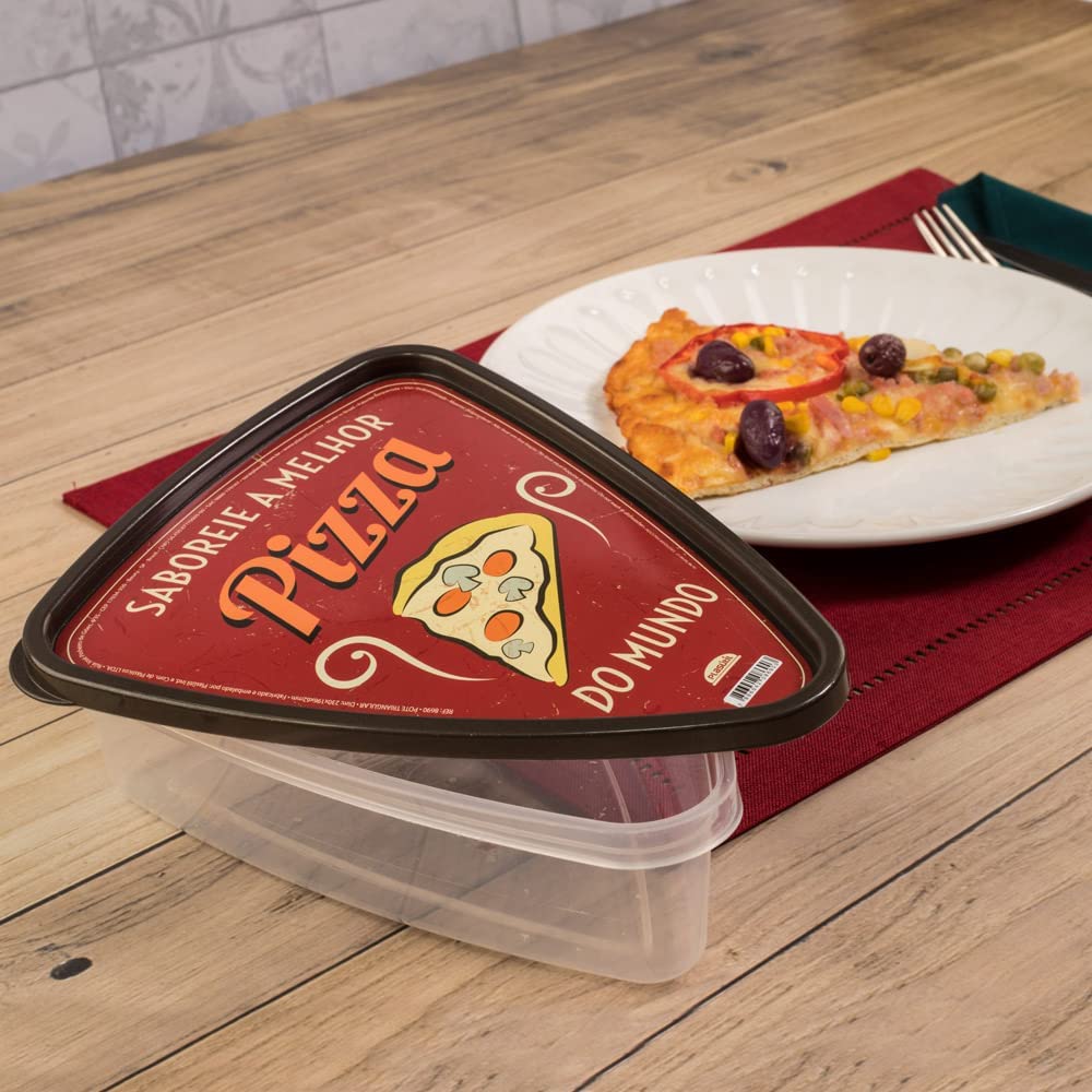Pizza Slice Plastic Container Storage with Lids. Tray, Holder and Saver. Plastic Packs to go