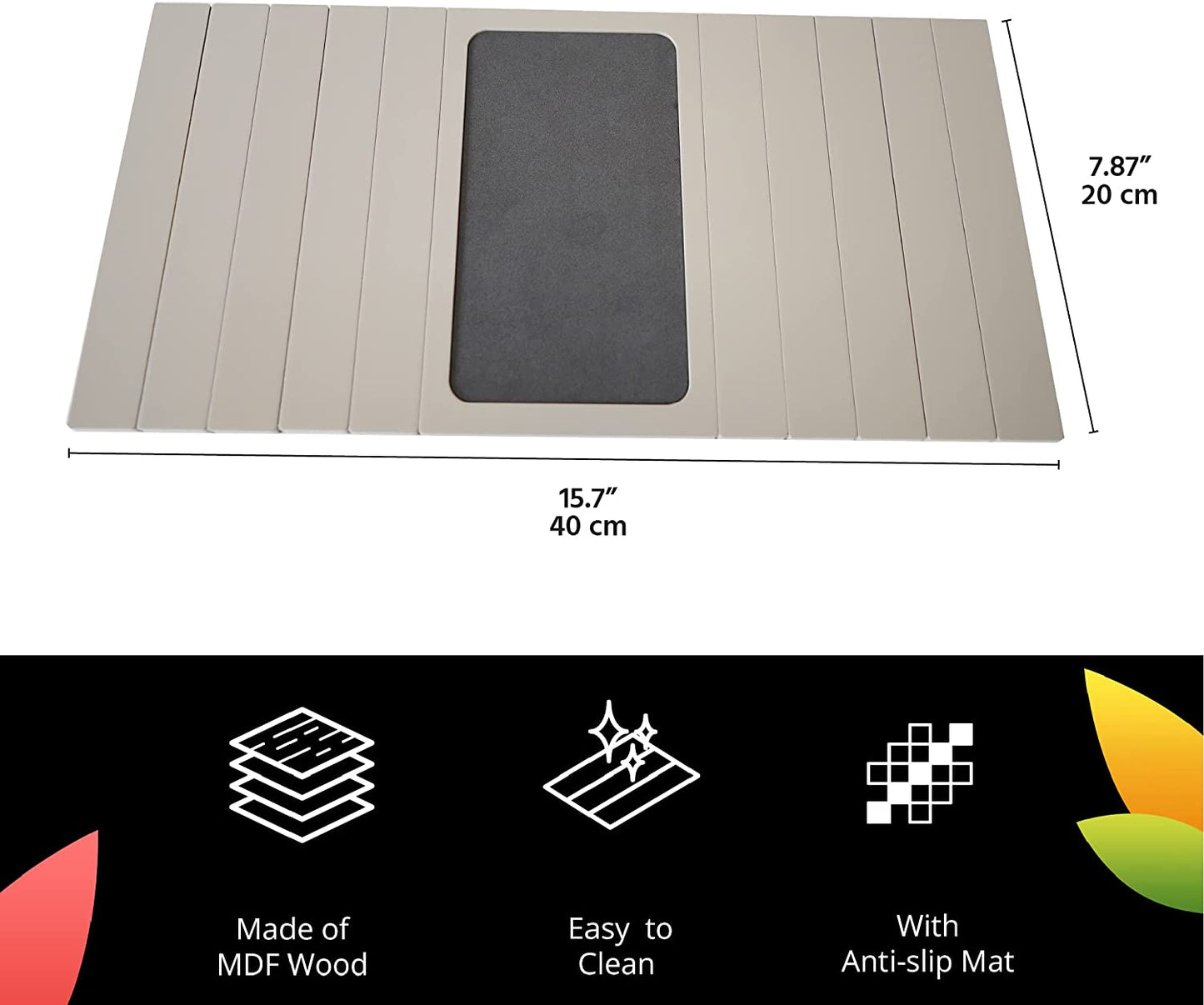 Sofa Couch Arm Tray Table with EVA Base. Weighted Sides. Fits Over Square Chair arms