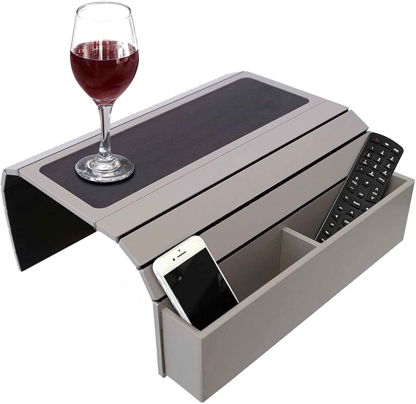 Sofa Tray Table with EVA Base. Remote Control and Cellphone Organizer with Pockets