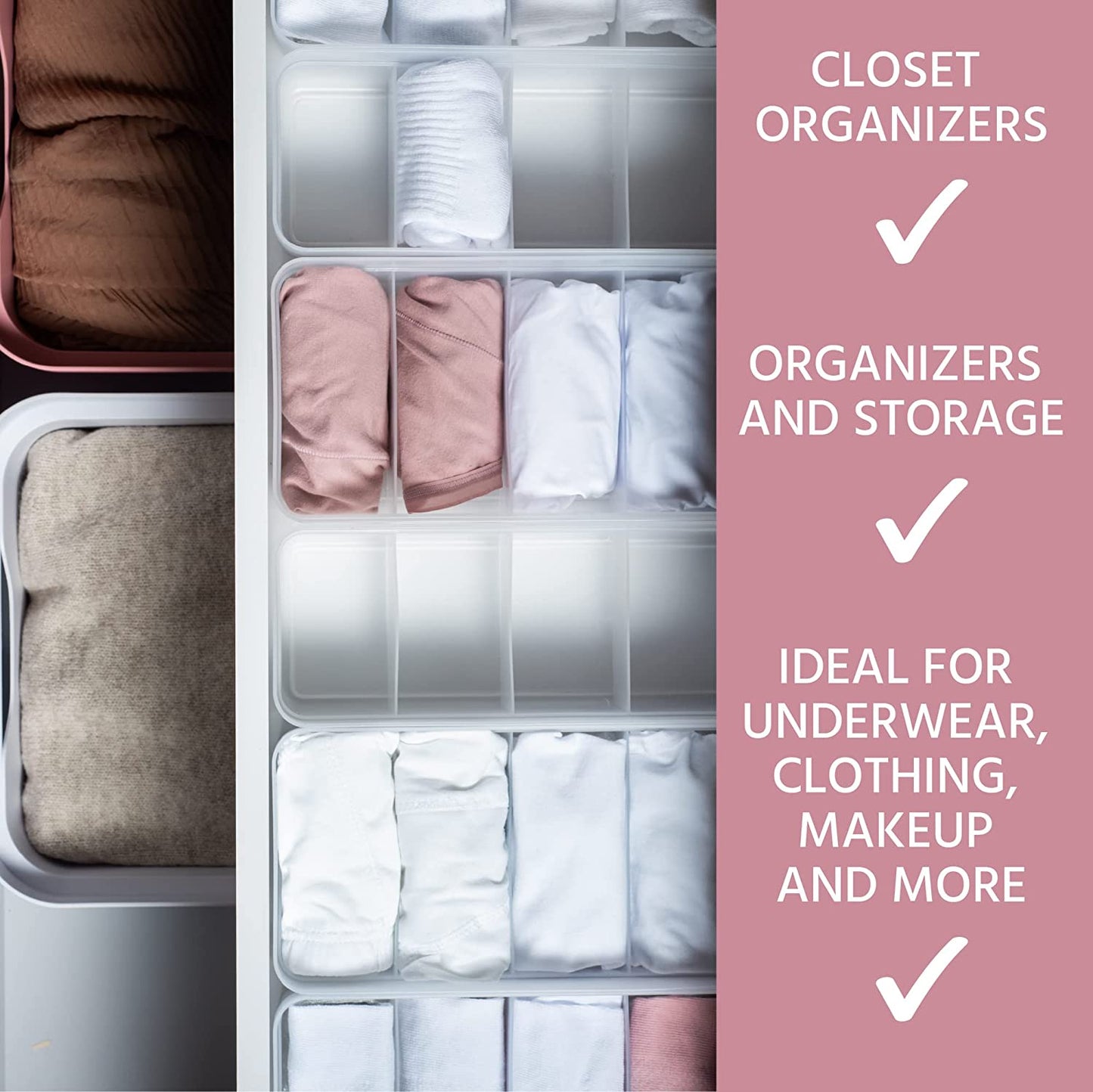 Wardrove Closet Organizers and Storage. Desk, Dresser and Closet Organization. Ideal for Underwear, Clothing, Makeup and More. Set of 2