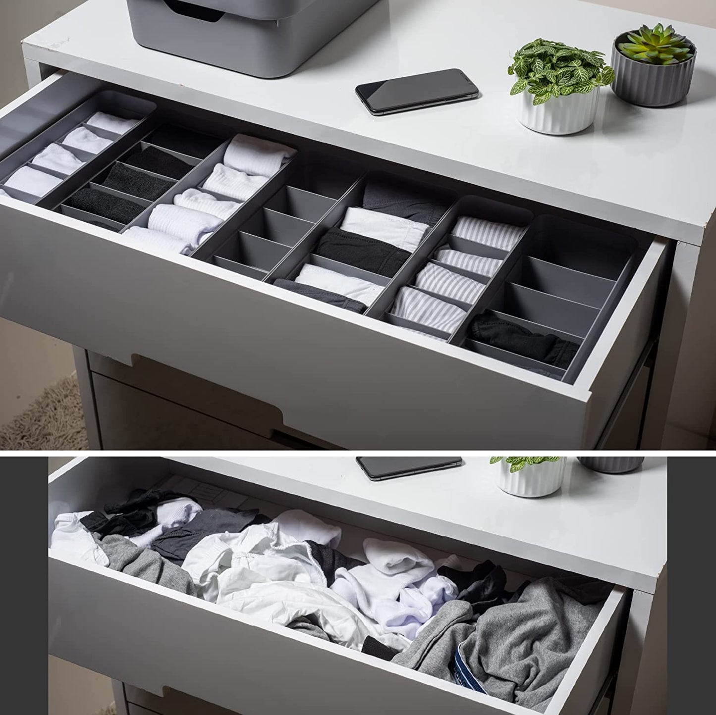 Wardrove Closet Organizers and Storage. Desk, Dresser and Closet Organization. Ideal for Underwear, Clothing, Makeup and More. Set of 2