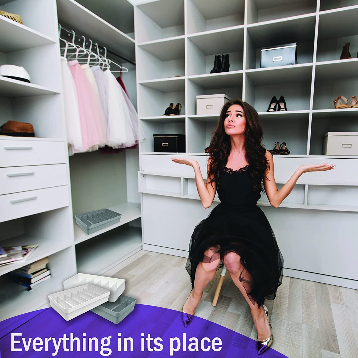 Wardrove Closet Organizers and Storage. Desk, Dresser and Closet Organization. Ideal for Underwear, Clothing, Makeup and More. Set of 2
