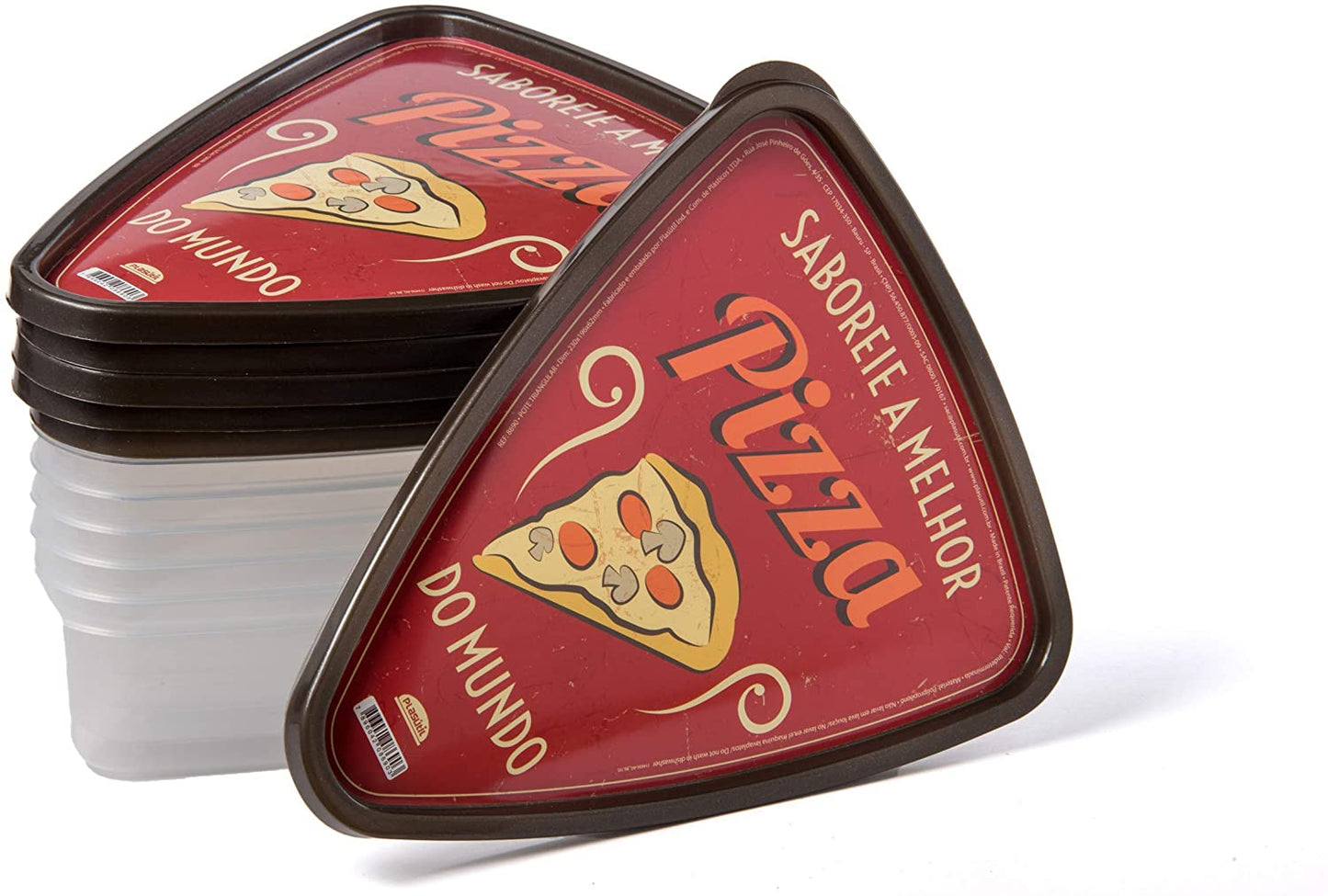 Pizza Slice Plastic Container Storage with Lids. Tray, Holder and Saver. Plastic Packs to go
