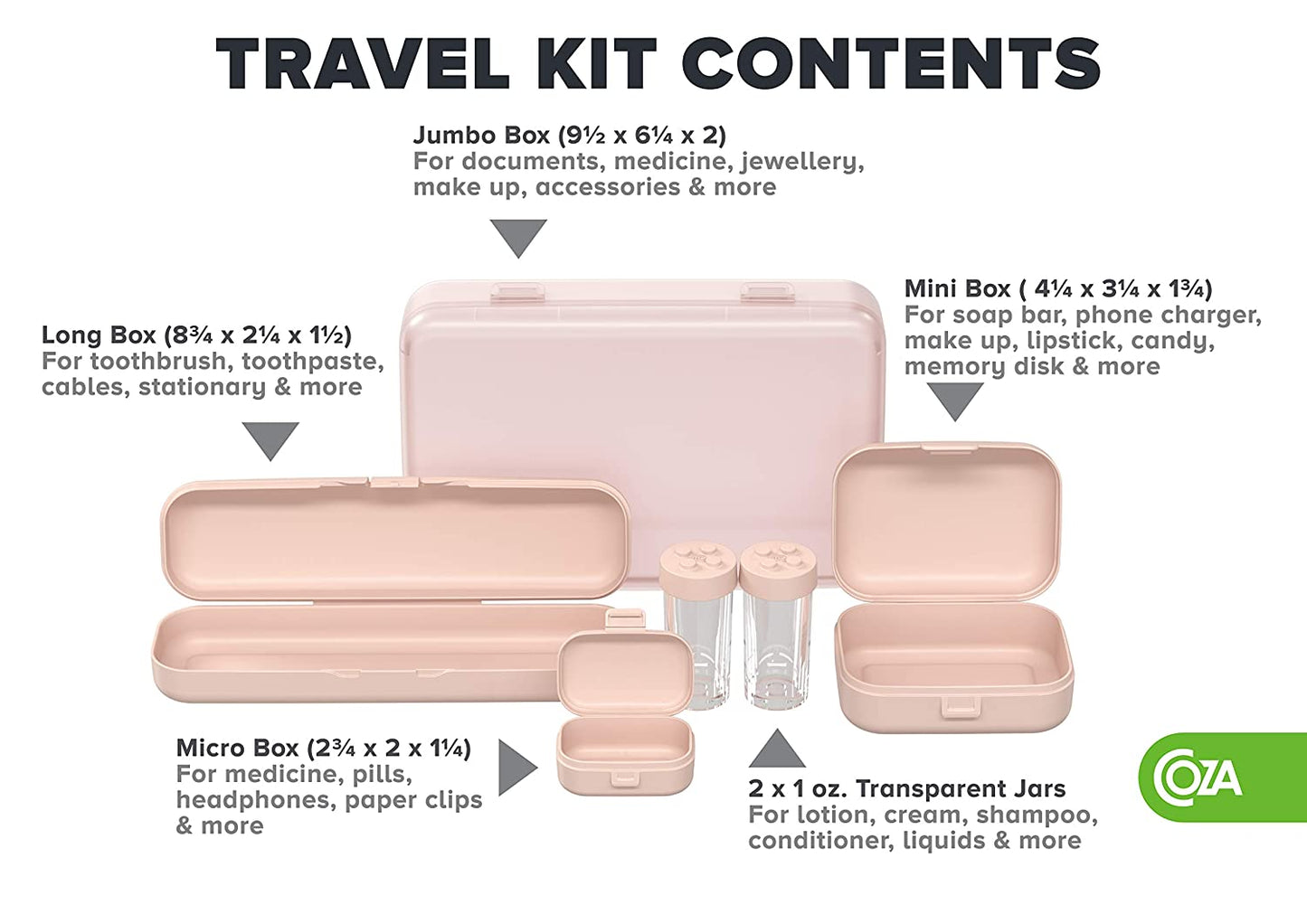 Hard Wall Unbreakable Travel Kit Container TSA Approved with Containers for Toiletries Travel Size.
