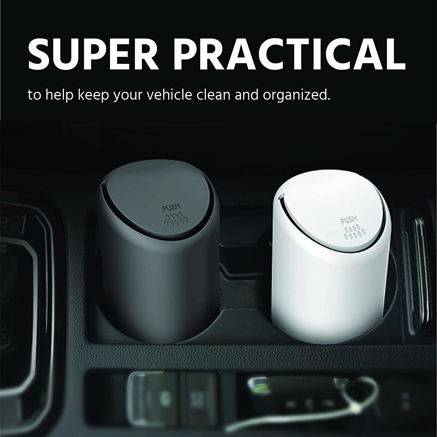 Mini Car Trash Cans with Lid. Leakproof Vehicle Auto Trash Bin