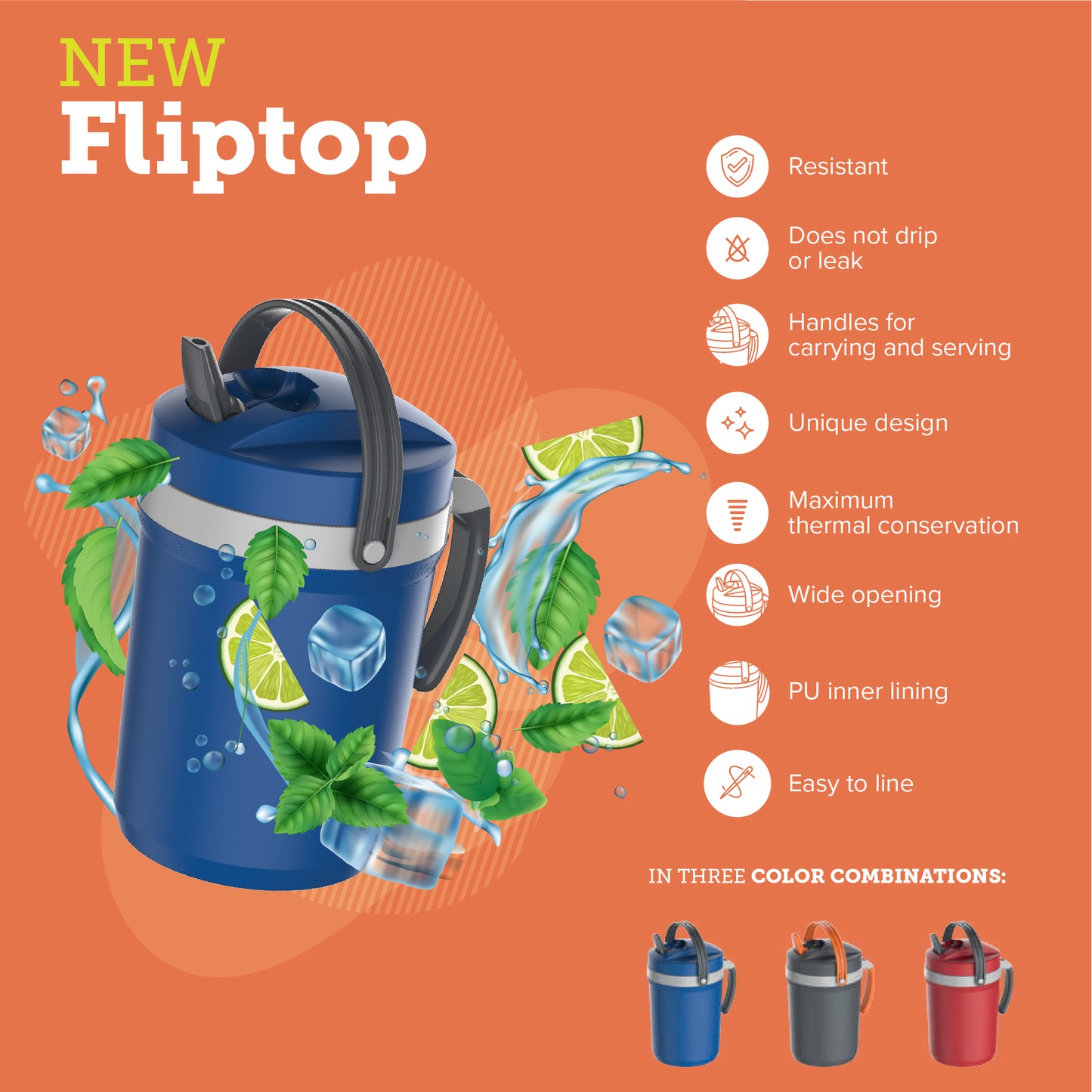 Termolar Large Flip Tops - Motivational 0.6 Gallon Water Bottle with 2 Handles, Wide Opening & Ergonomic Straw – Maximum Thermal Conservation.