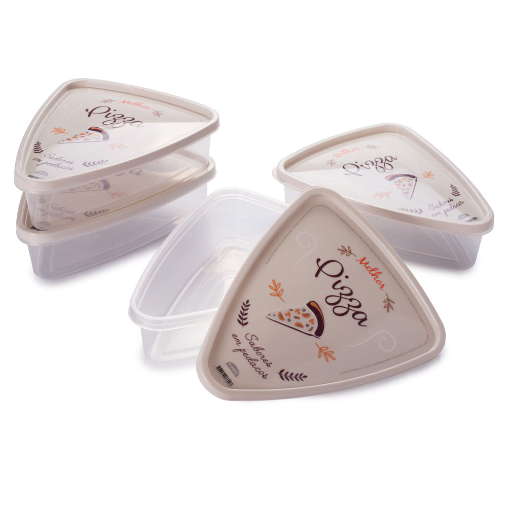 Pizza Slice Plastic Container Storage with Lids. Tray, Holder and Saver. Plastic Packs to go