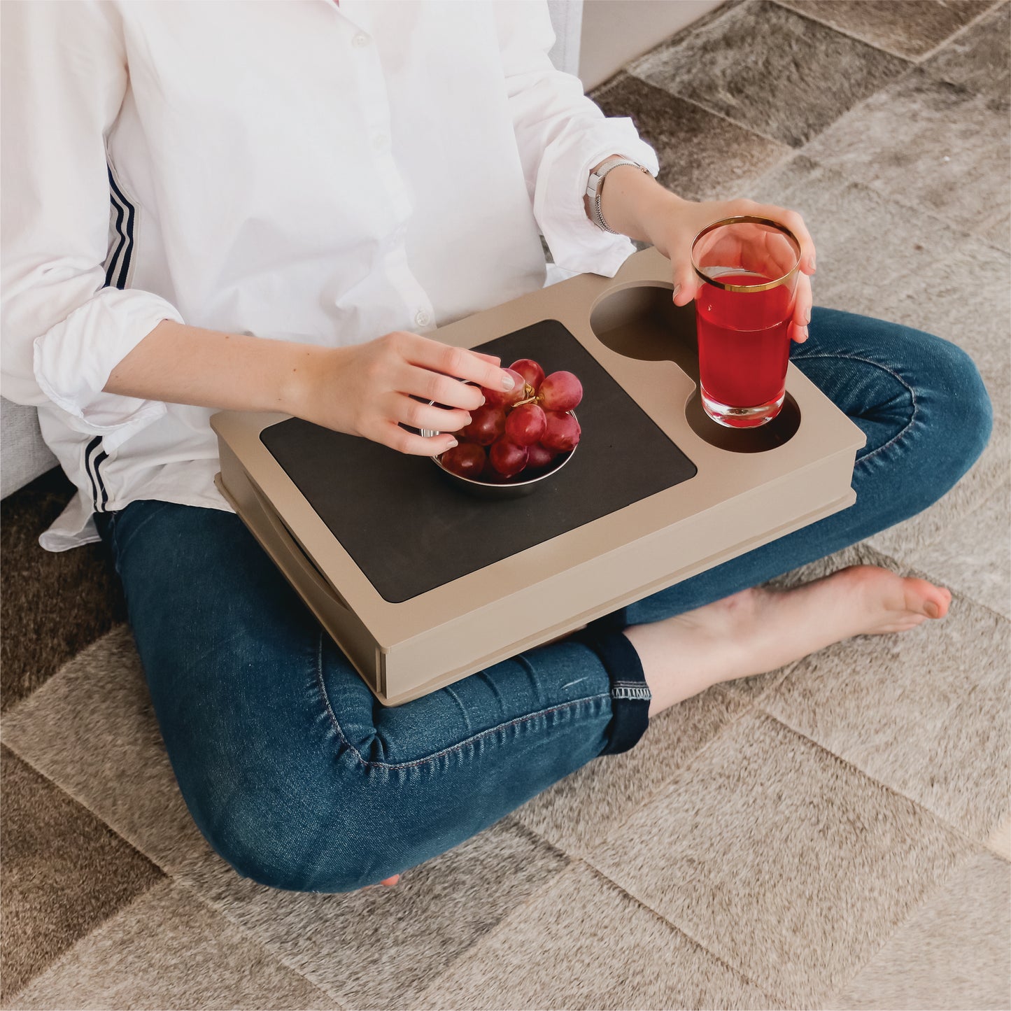 Sofa Arm Table, Arm Rest Table Holder for Sofa, Sofa and Bed Drink Caddy with Drawer