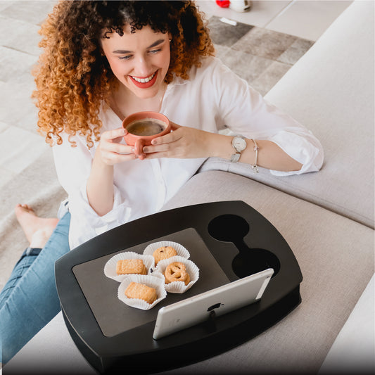 Couch Tray Table and Bed Tray Table for Breakfast in Bed and Food Tray. Drawer Organizer. Portable Serving Tray.