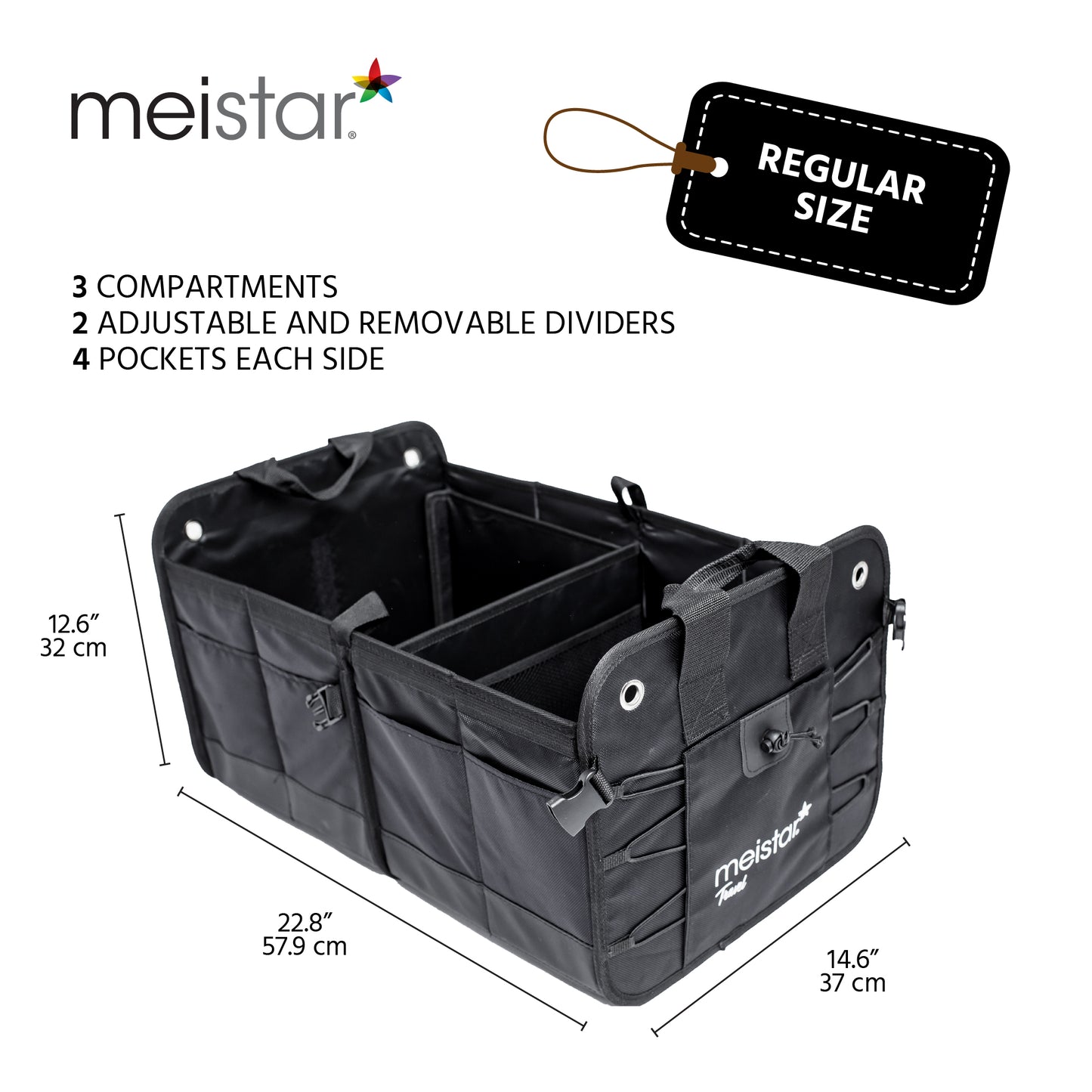 meistar Multi Compartments Collapsible Portable Car Trunk Organizer and Storage for Auto, SUV Truck, Minivan with a Cooler Bag.