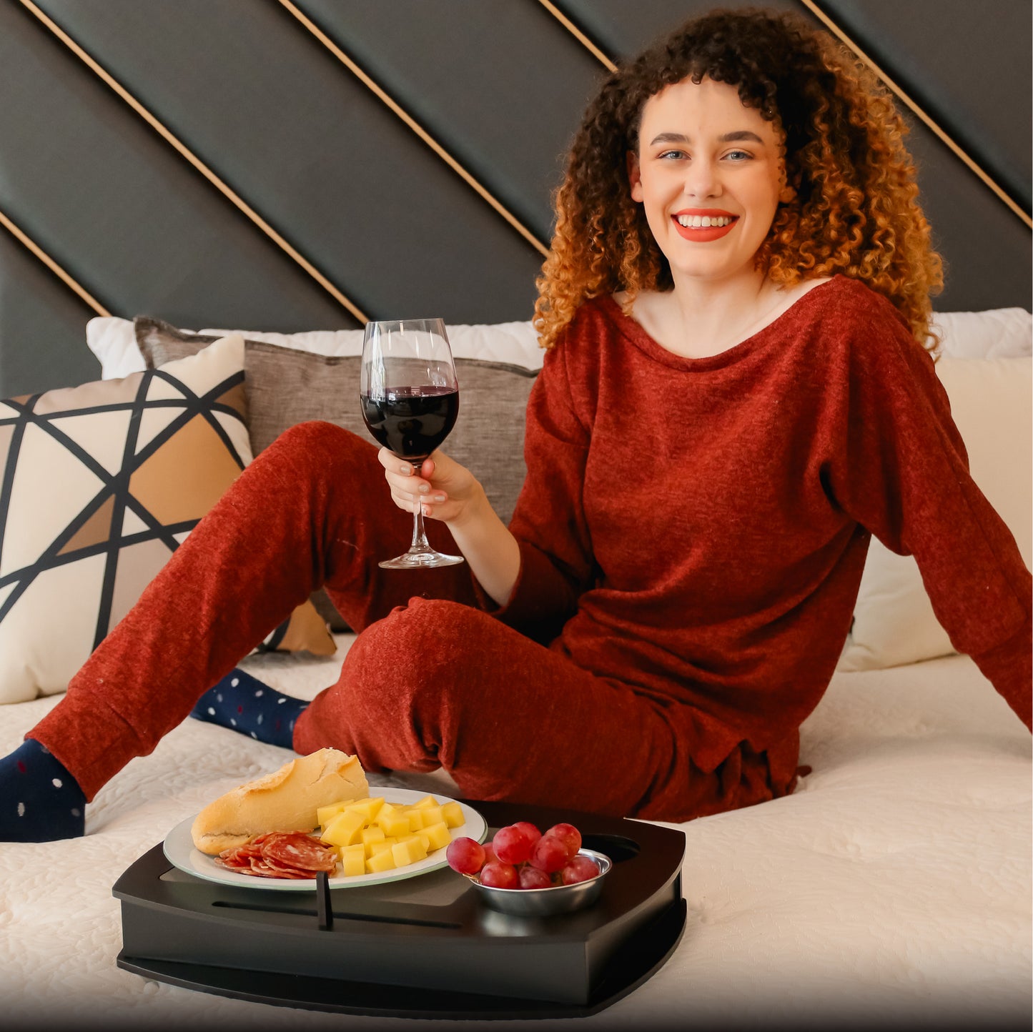 Couch Tray Table and Bed Tray Table for Breakfast in Bed and Food Tray. Drawer Organizer. Portable Serving Tray.