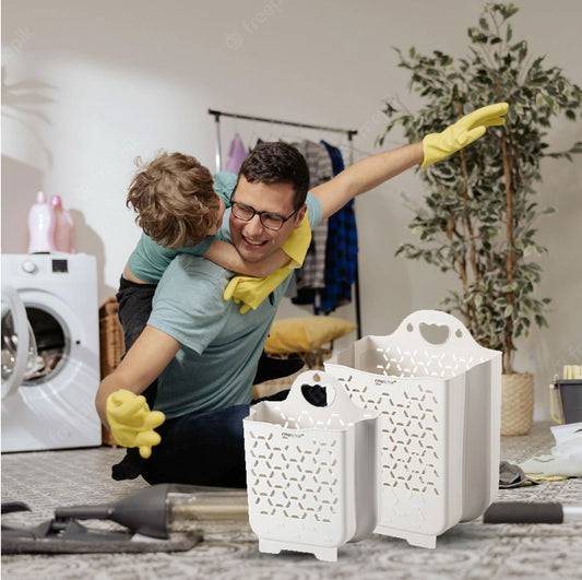 Foldable Plastic Laundry Baskets. Wall Hanging Storage Basket. Multi-function Storage Container Waterproof Durable for Bedroom and Bathroom