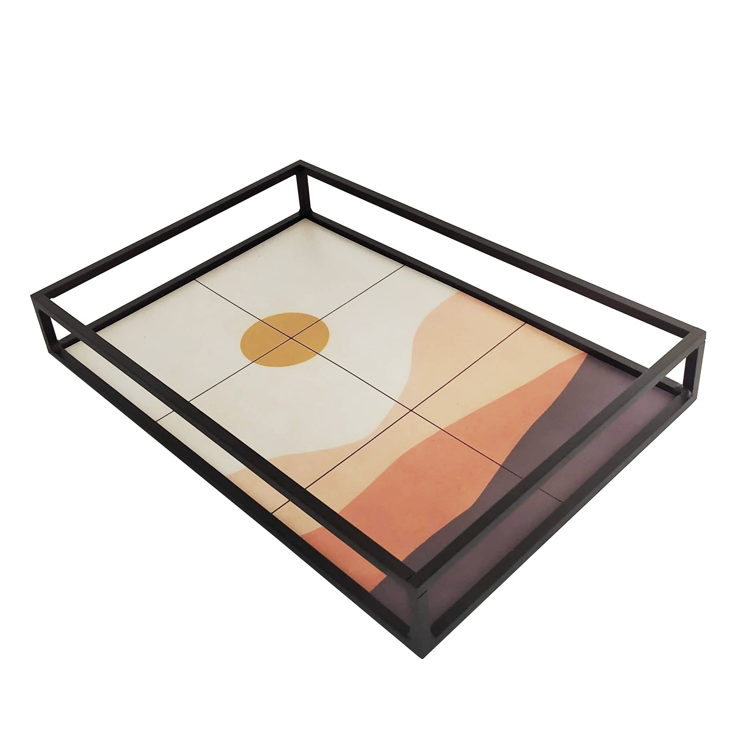 Modern Elegant Decorative Art Design Ottoman Tray with Handles for Coffee Table