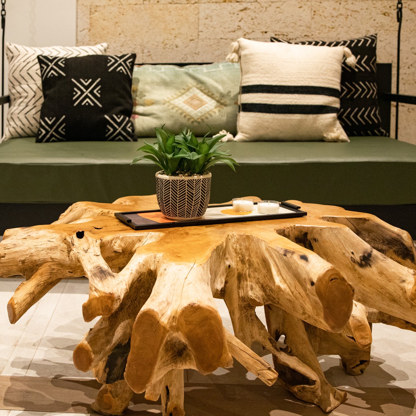 Modern Elegant Decorative Art Design Ottoman Tray with Handles for Coffee Table