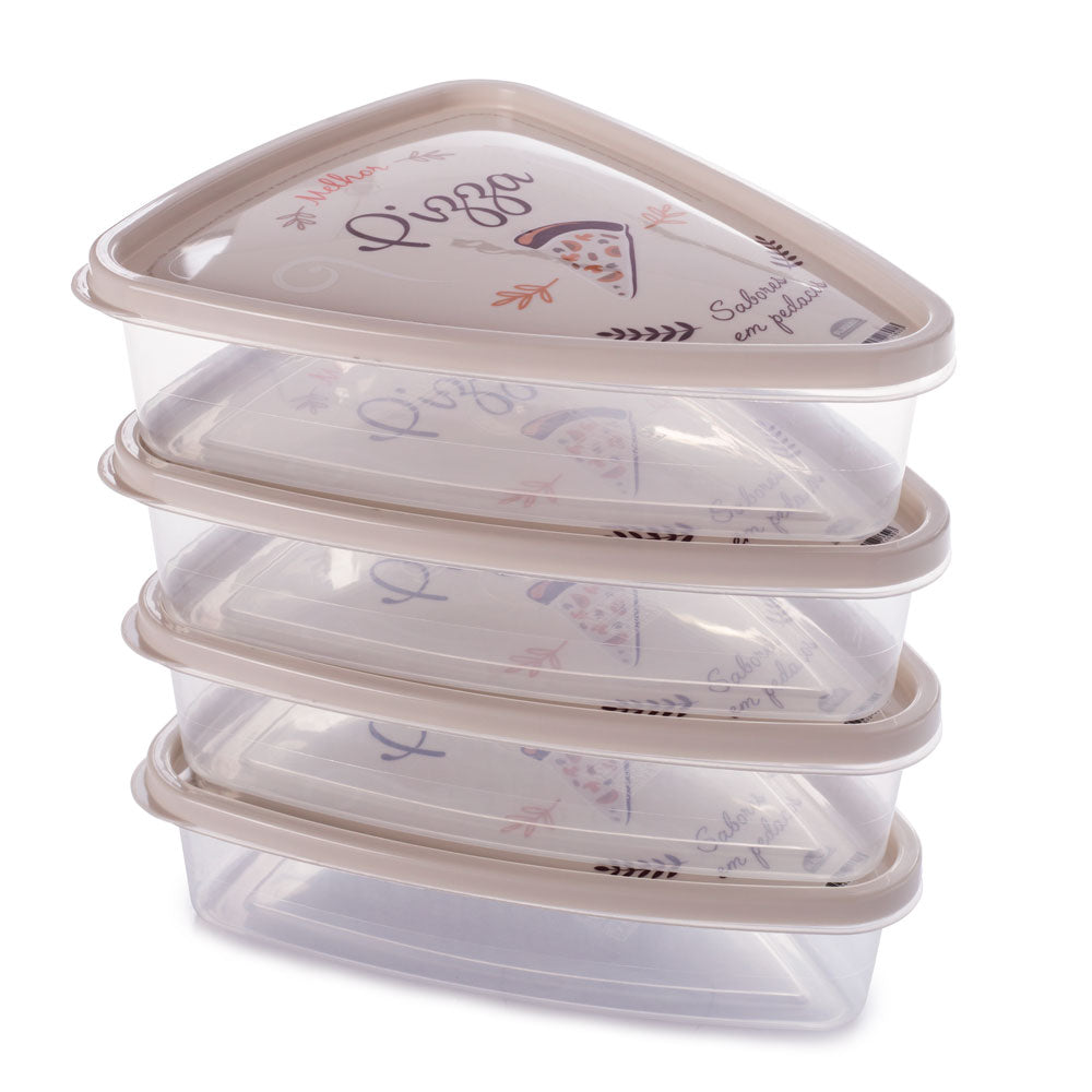 Pizza Slice Plastic Container Storage with Lids. Tray, Holder and Saver. Plastic Packs to go