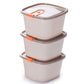 Plastic Food Storage Containers w/attached Lids. Multi sizes Containers (Beige & Orange)
