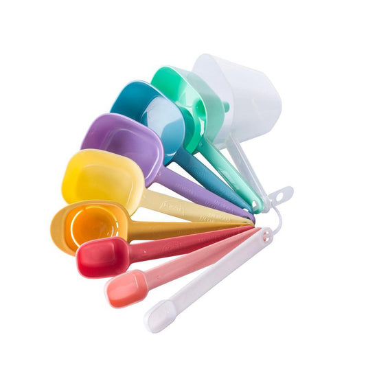 9 Piece Measuring Cups and Measuring Spoons Set, Plastic 9 Measuring Utensils Kit for Cooking and Baking