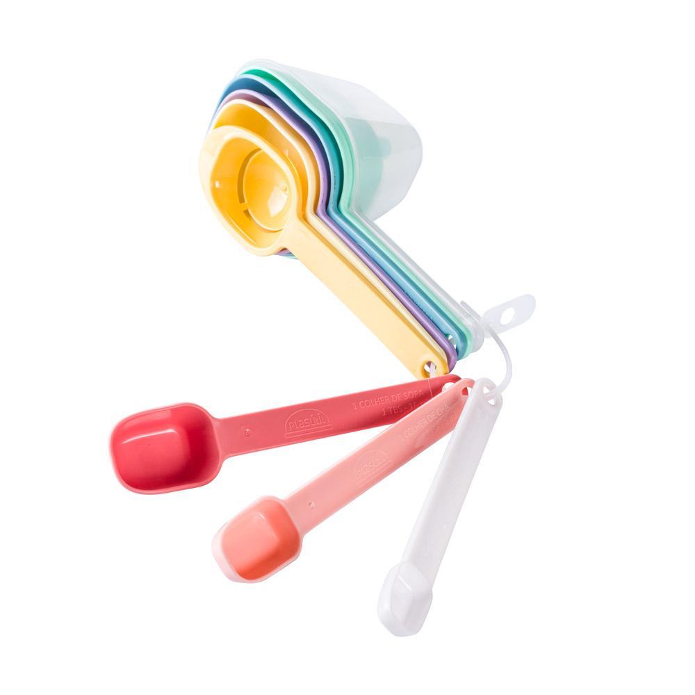 9 Piece Measuring Cups and Measuring Spoons Set, Plastic 9 Measuring Utensils Kit for Cooking and Baking