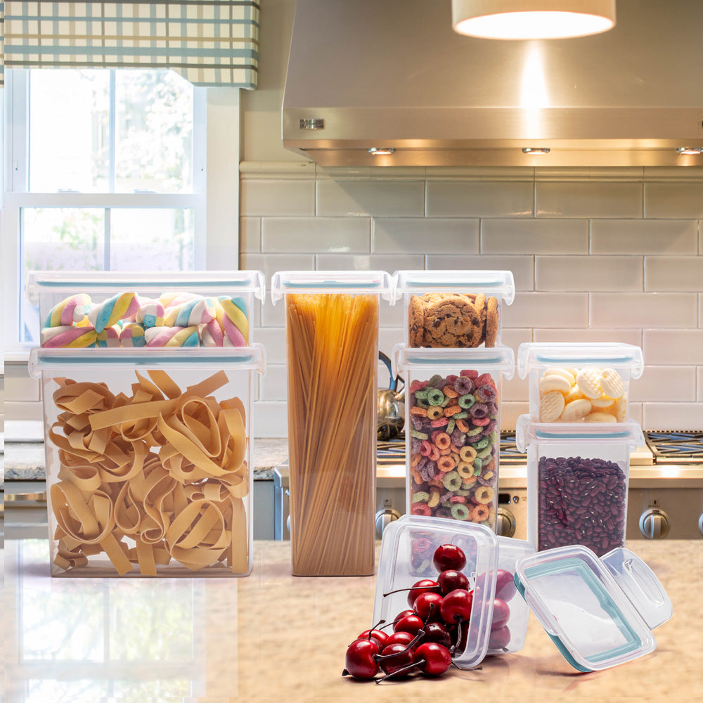 Air Tight Sealable Hermetic Plastic Containers for Food and Cereal Storage.  Perfect Lock Lids for Kitchen and Organization. Microwave/Freezer 