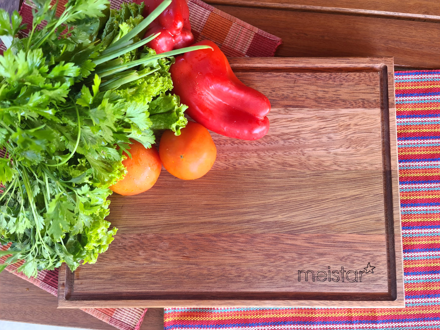 Wooden Cutting Board, Solid Wood Chopping Boards for Kitchen with Deep Juice Groove.