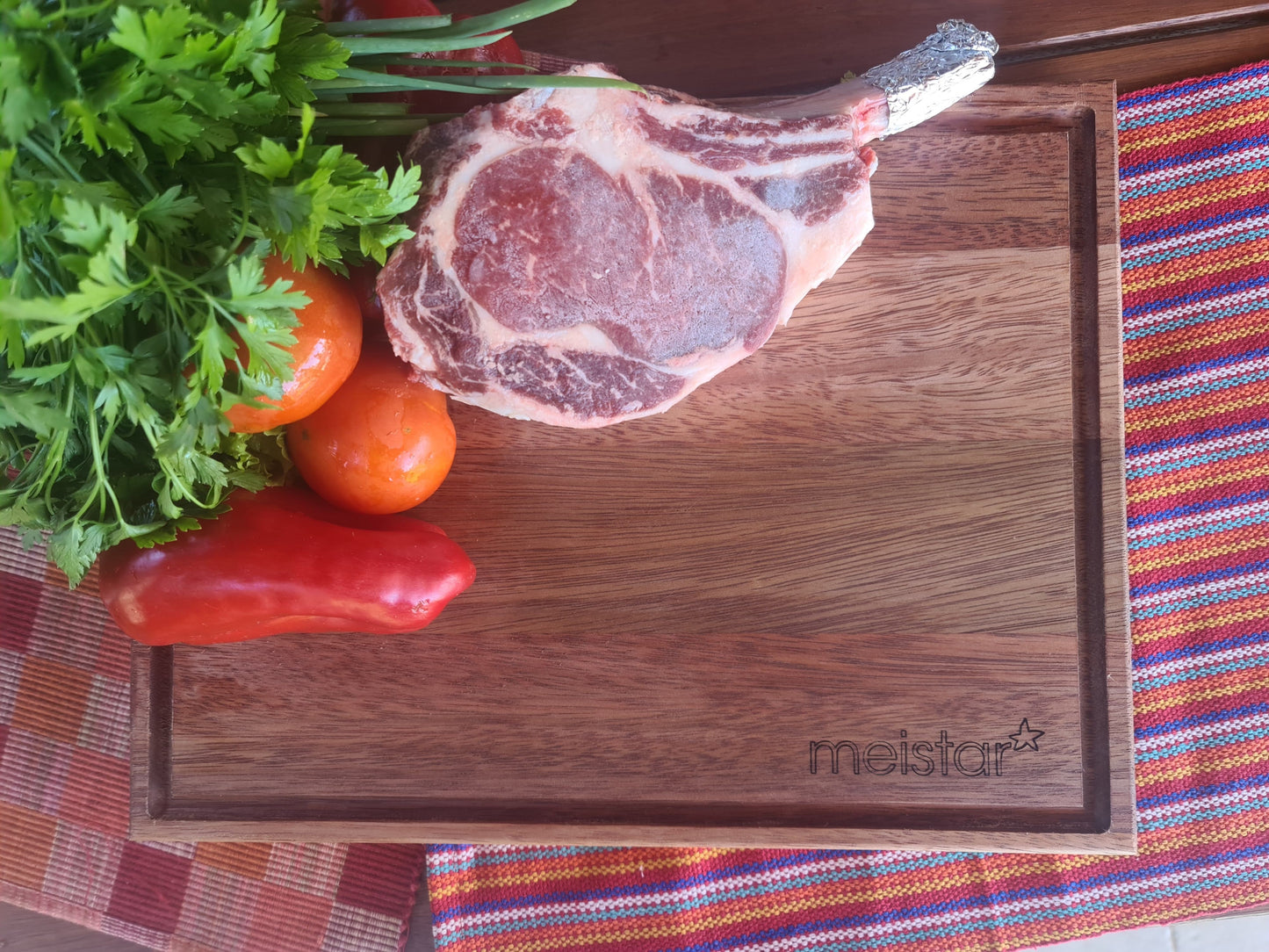 Wooden Cutting Board, Solid Wood Chopping Boards for Kitchen with Deep Juice Groove.