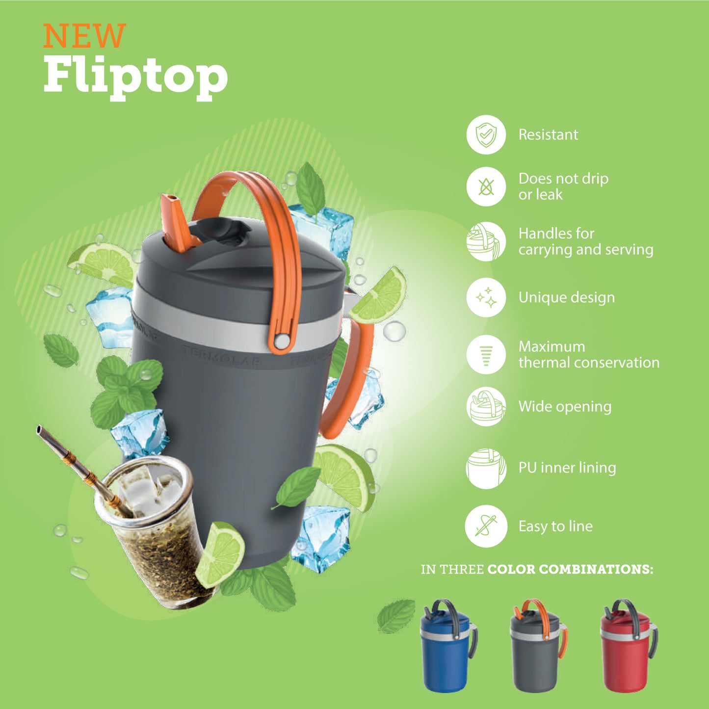 Termolar Large Flip Tops - Motivational 0.6 Gallon Water Bottle with 2 Handles, Wide Opening & Ergonomic Straw – Maximum Thermal Conservation.