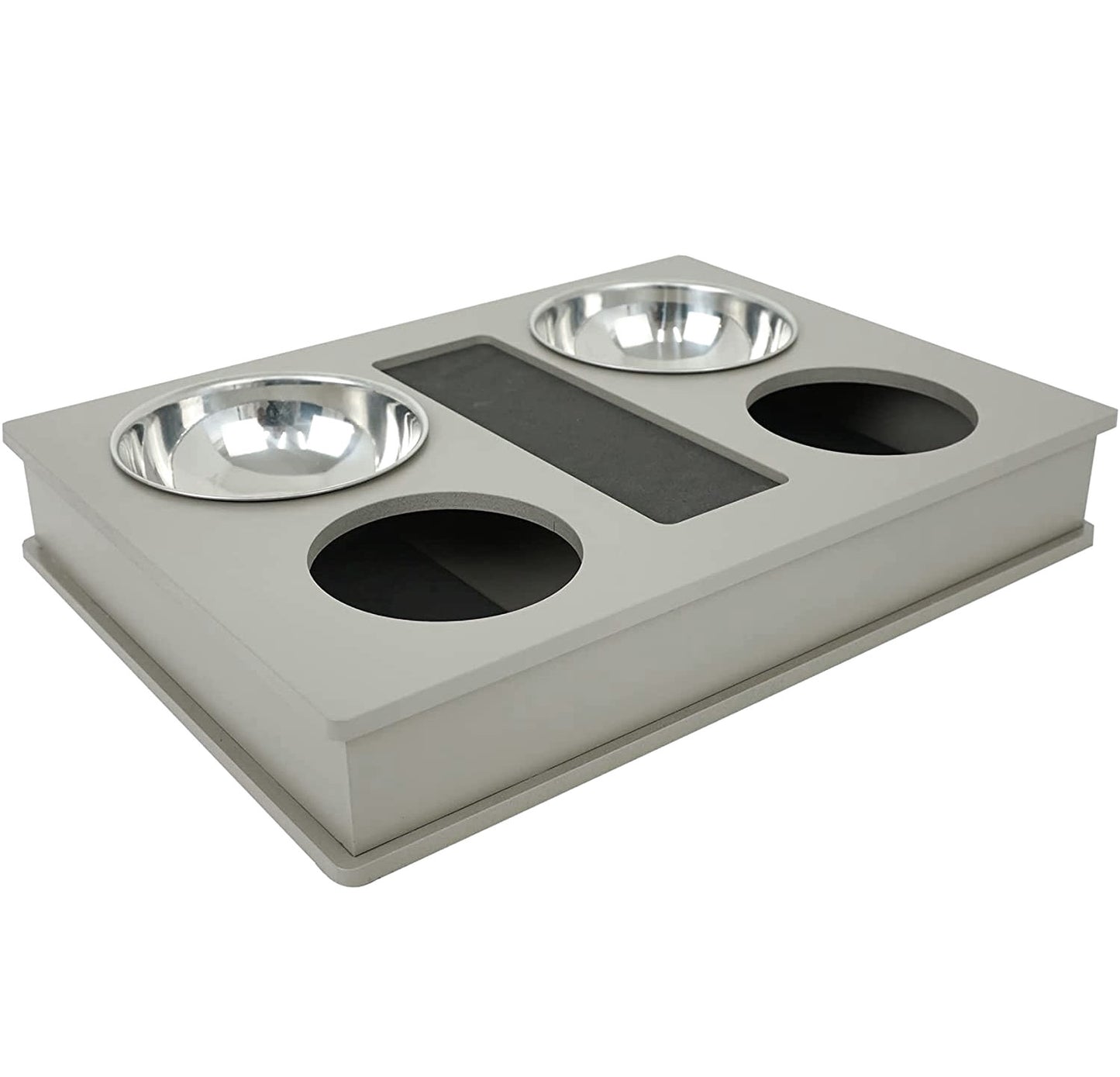 Sofa, Couch, Bed, TV and Lap Serving Tray Table for Eating with Anti Slip Base, 2 Stainless Steel Bowls and 2 Cup Holders. Arm Rest Organizer.
