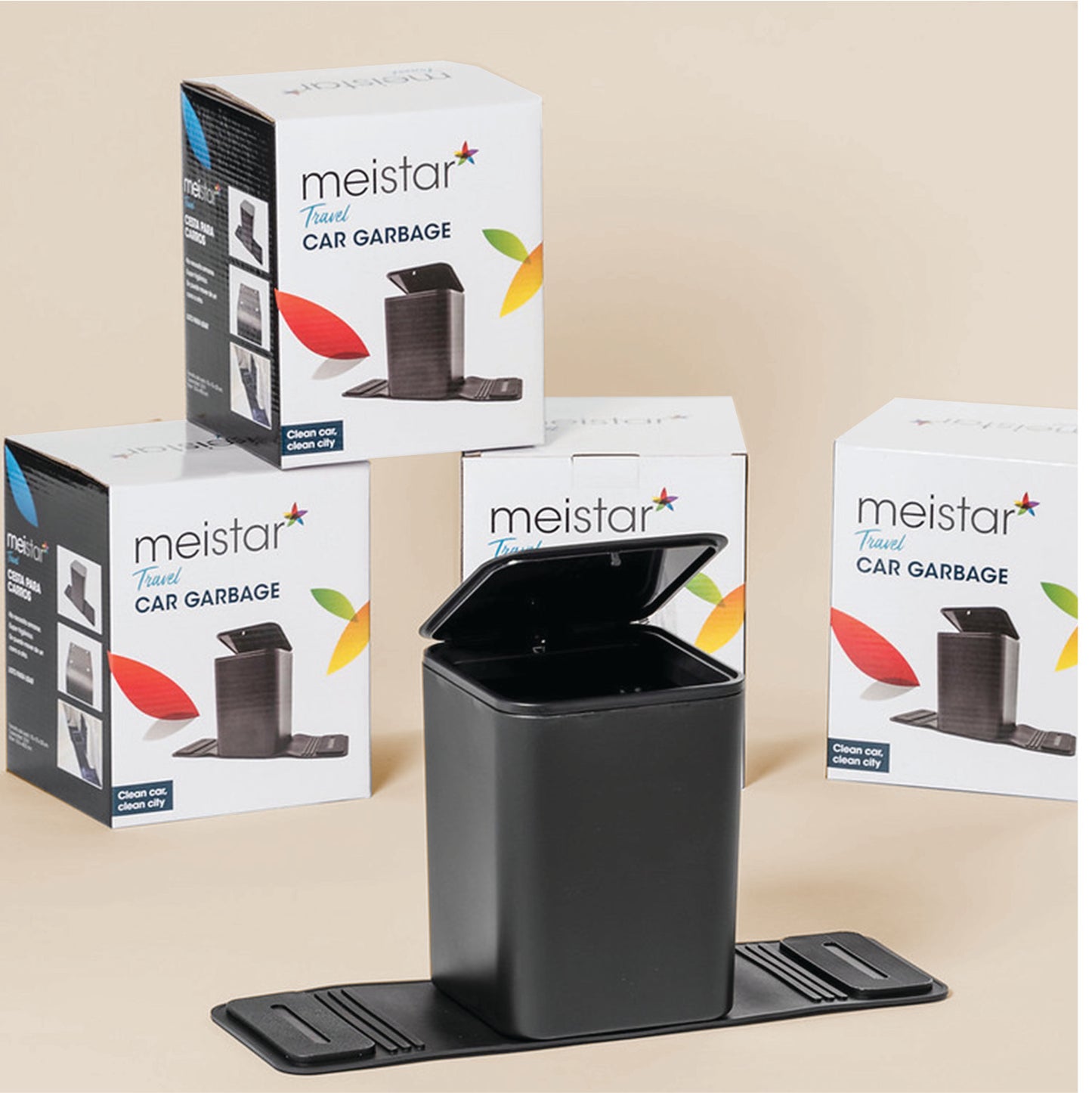 Car Trash Can, Car Trash Can with Lid, Mini Trash Can for Car and Car Organizer Bin, 6 Inches x 6 Inches x 8 inches, 0.8 Gallon, Black