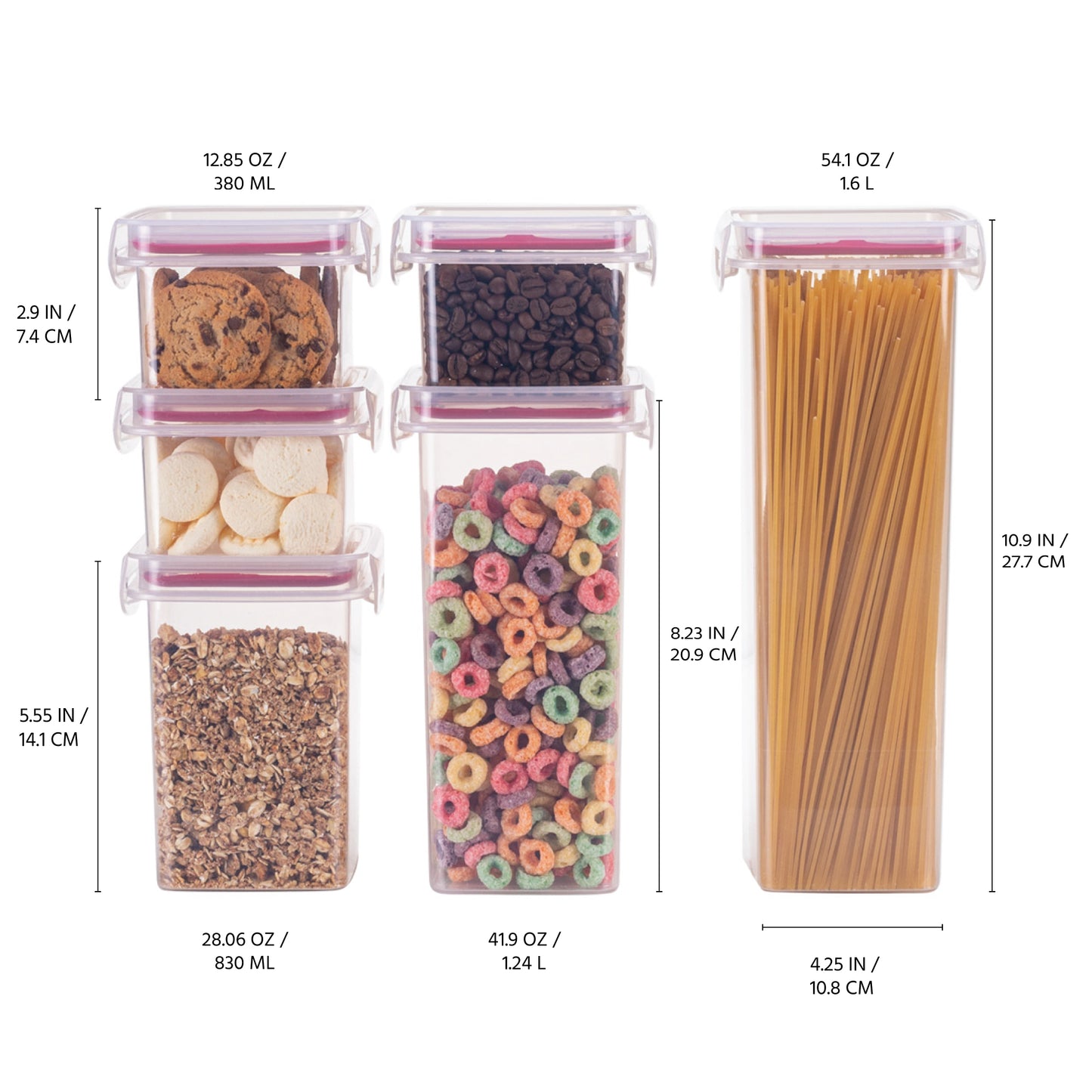 Air Tight Sealable Hermetic Plastic Containers for Food and Cereal Storage