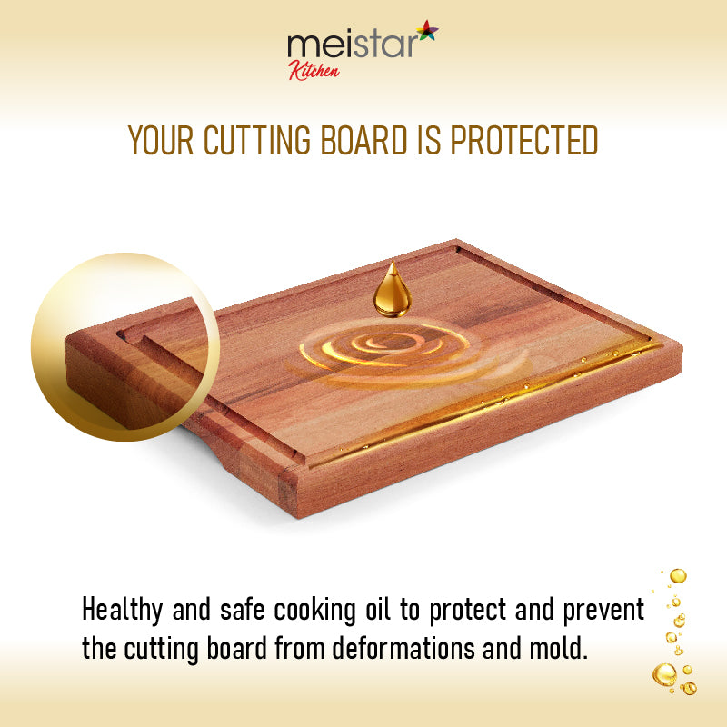 Wooden Cutting Board, Solid Wood Chopping Boards for Kitchen with Deep Juice Groove.