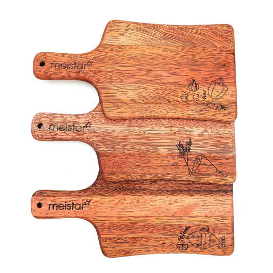 Set of 3 Seasoning Solid Wood Cutting Board Cutting Board With Handle For Kitchen