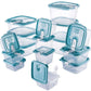 Plastic Food Storage Containers w/attached Lids. Multi sizes Containers