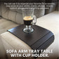 Sofa Couch Tray Table with Cup Holder. Fits Over Square Chair arms